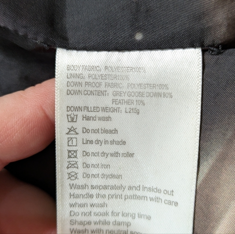 Kappa black goose down filled mid length winter hooded puffer coat L - Picture 15 of 16